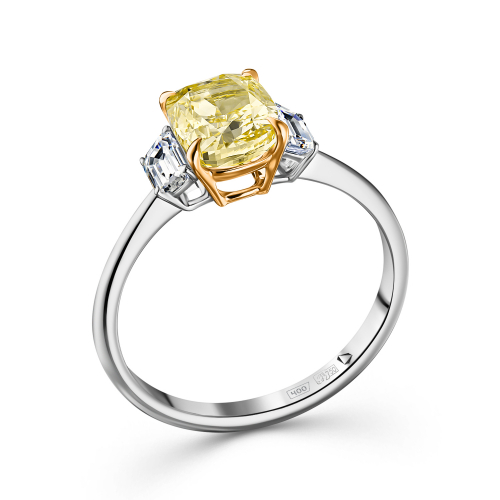 Кольцо из белое/желтого золота 750 пробы с бриллиантами из коллекции Fancy