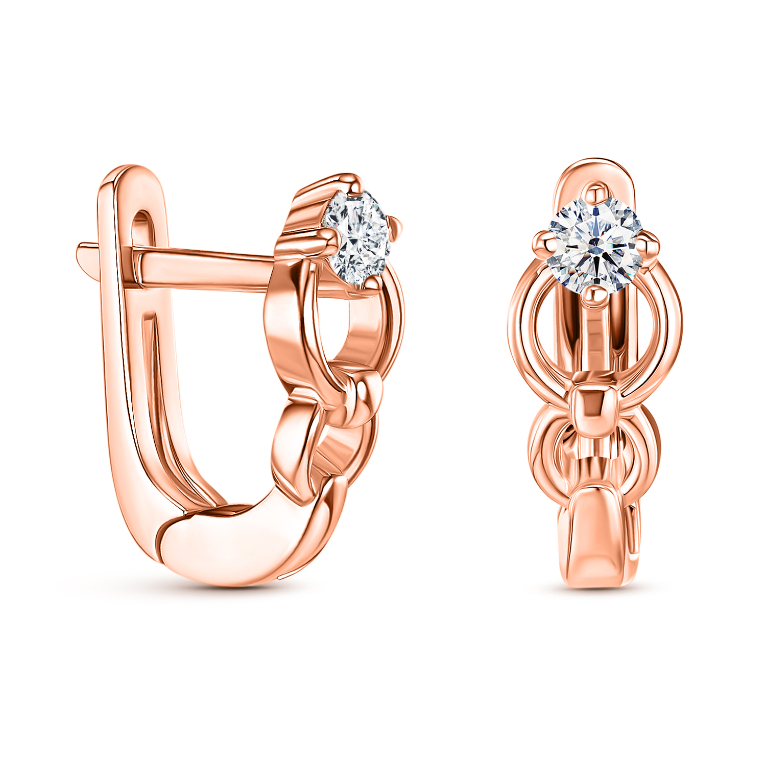 

Серьги с 2 бриллиантами красное золото 585