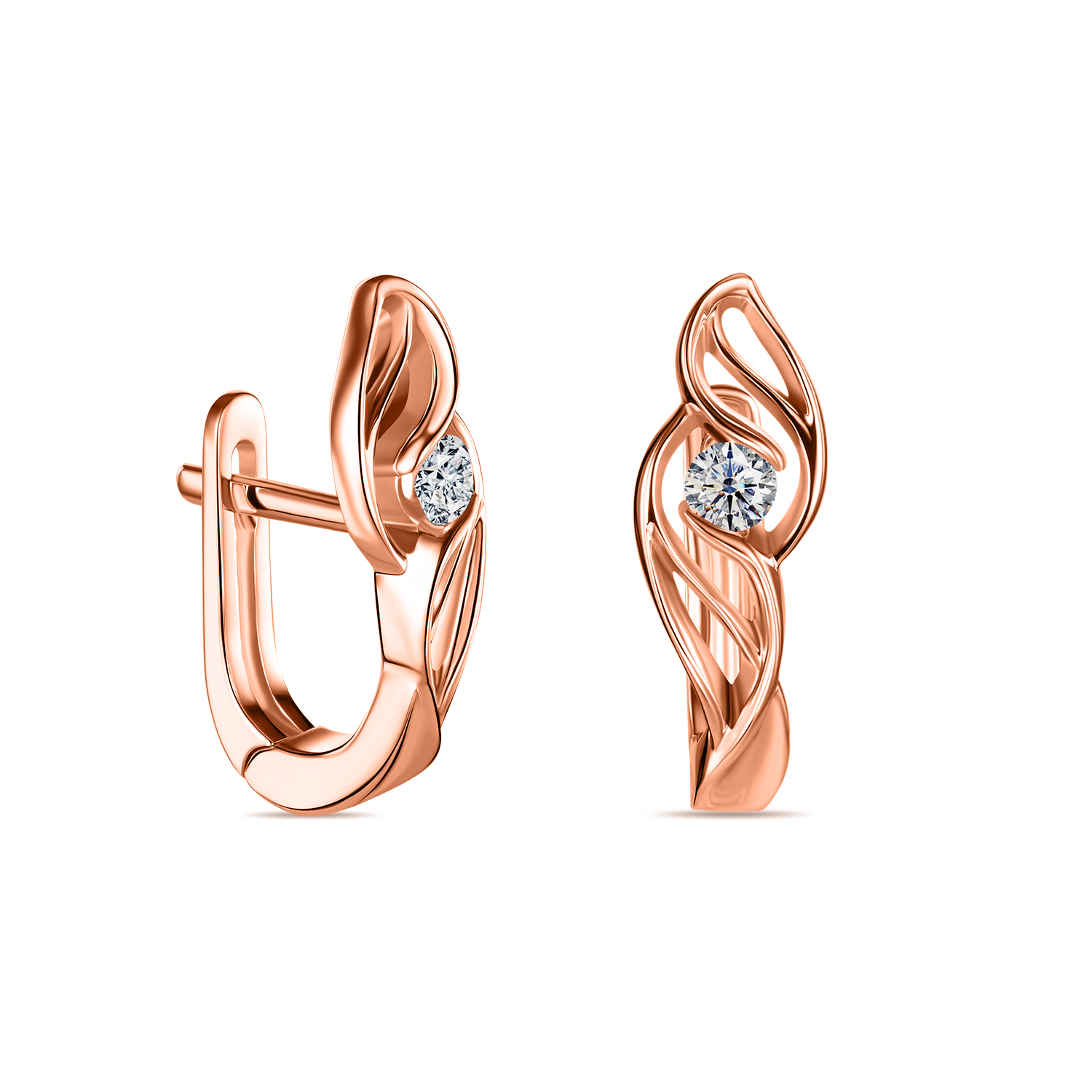 

Серьги с 2 бриллиантами красное золото 585