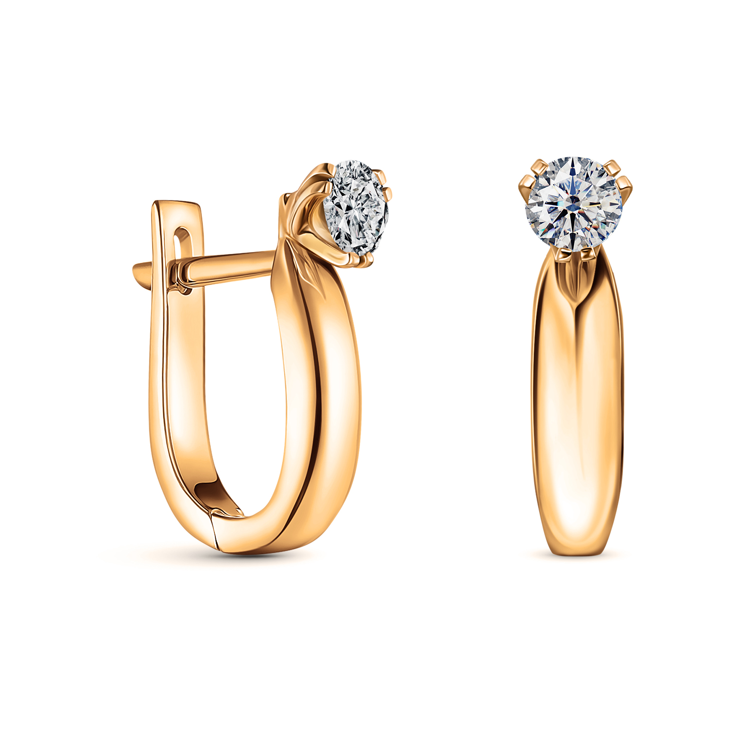 

Серьги с 2 бриллиантами желтое золото 750