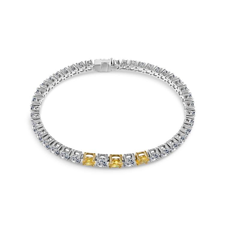 Браслет, белое/желтое золото 750, бриллиант, Fancy 3