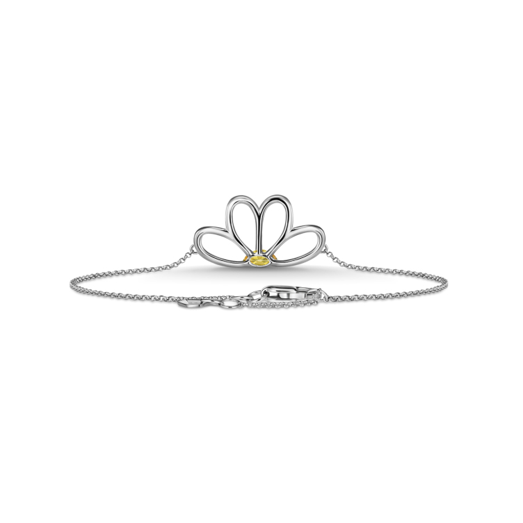 Браслет, белое/желтое золото 585, бриллиант,сапфир, PETALS 2