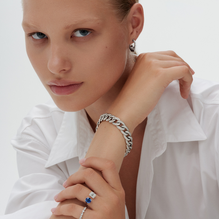 Браслет, белое золото 585, бриллиант, Moments